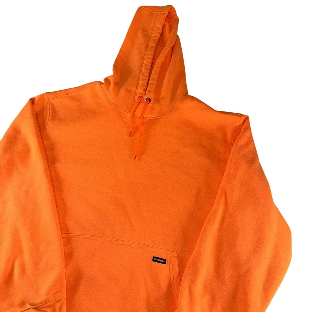 Brahma Hoodie Mens 3XL Orange Fleece Pullover Kangaroo‎ Pocket Workwear